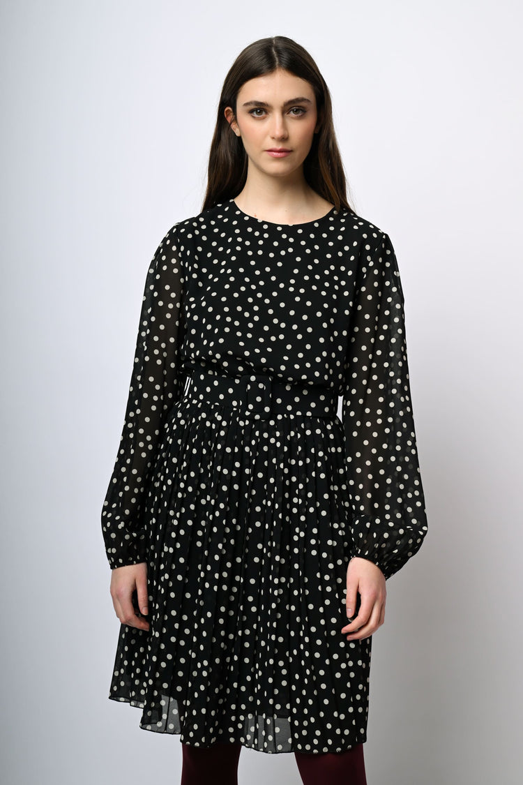 Abito in chiffon a stampa pois