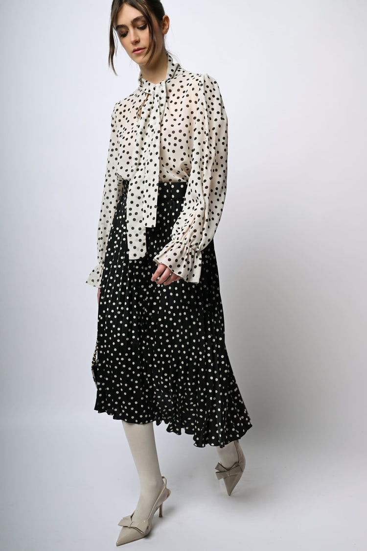 Gonna plissé a pois