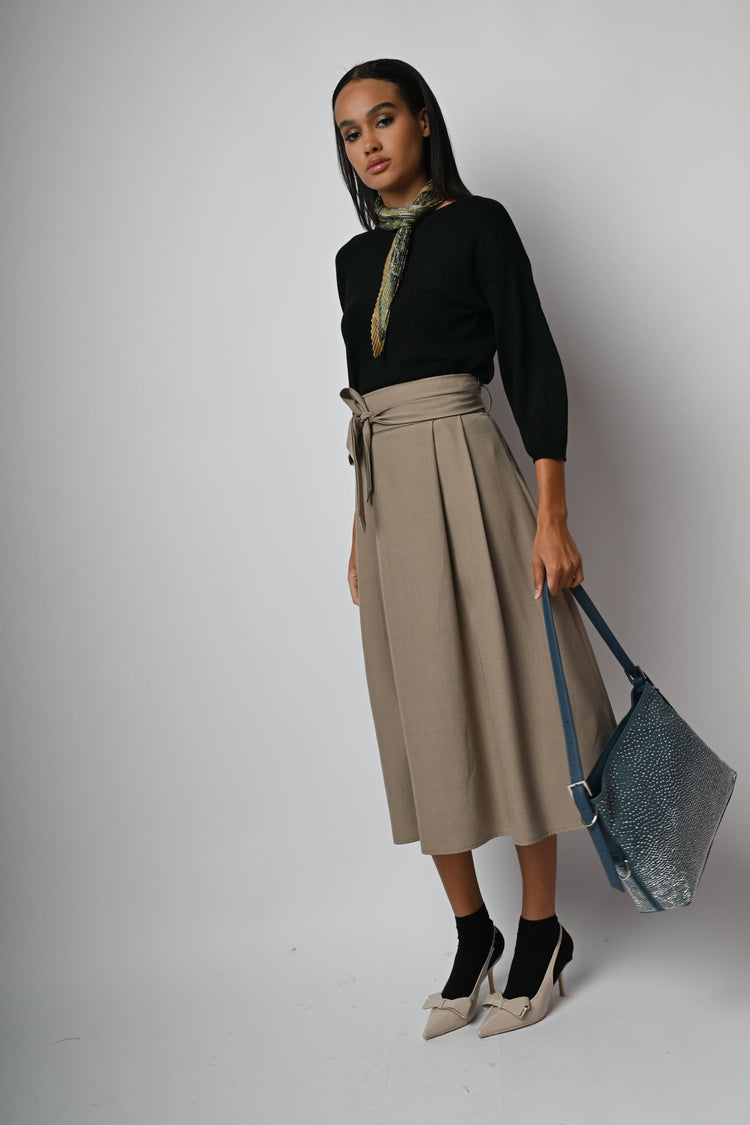 Gonna longuette con cintura