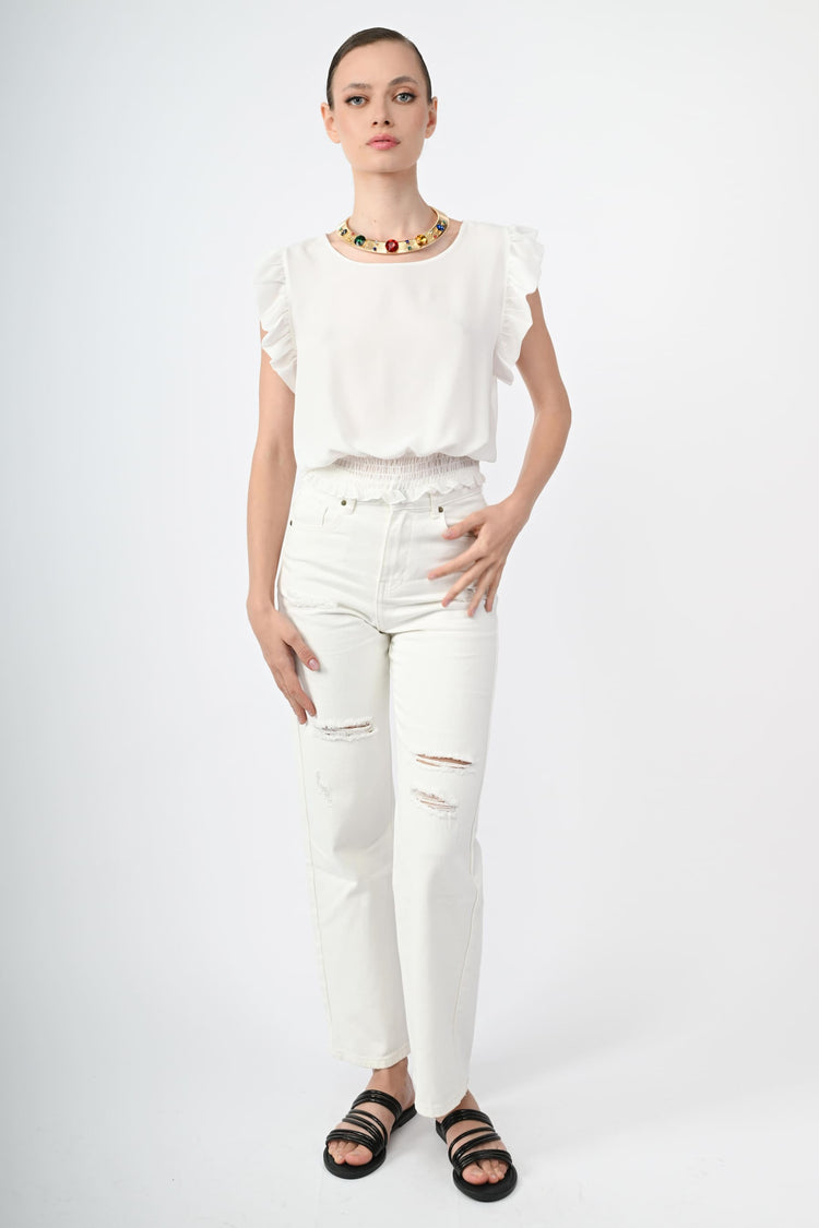 Top crop con rouches