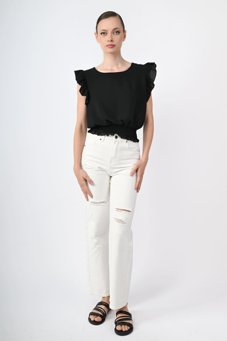 Top crop con rouches