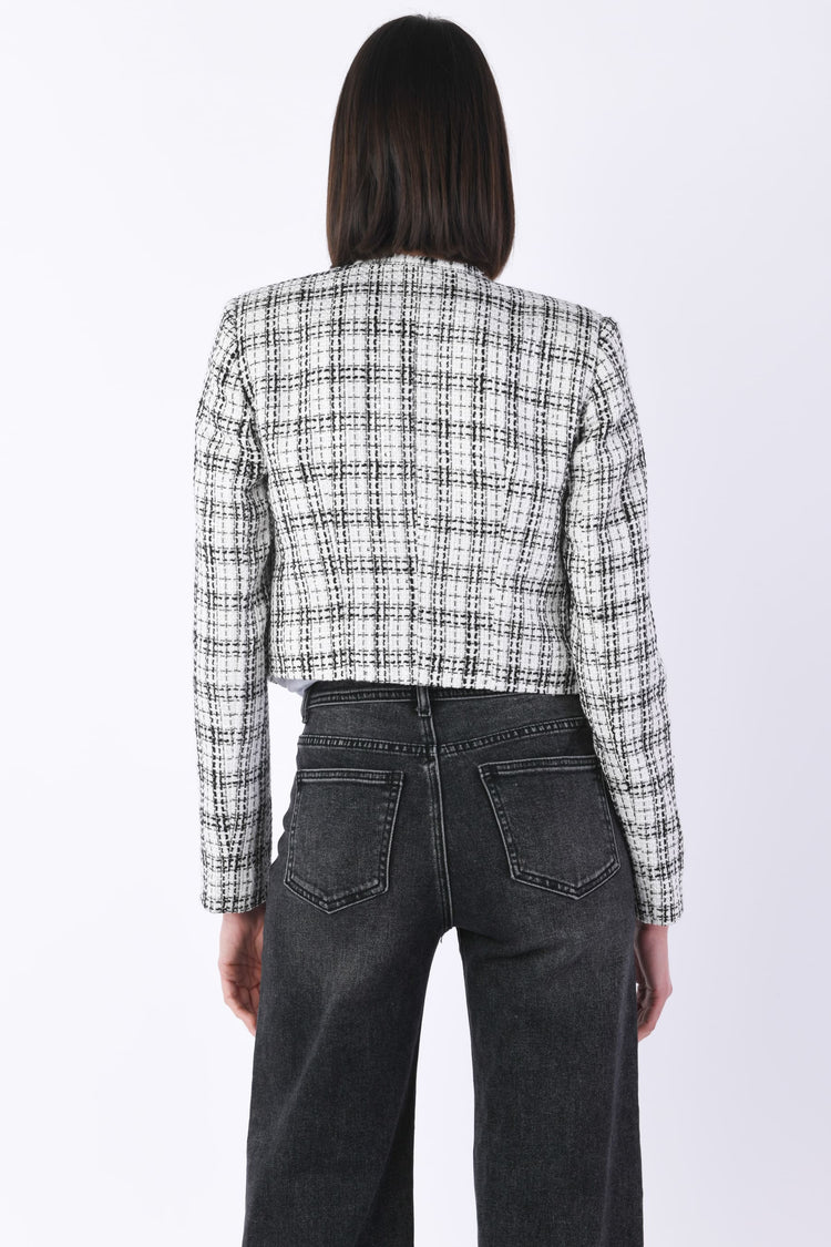 Blazer crop in tweed check lurex
