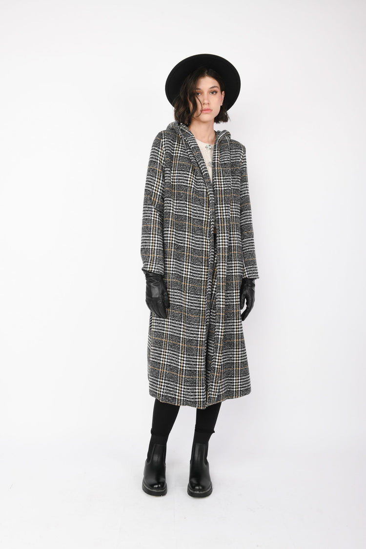 Cappotto con cappuccio Principe di Galles