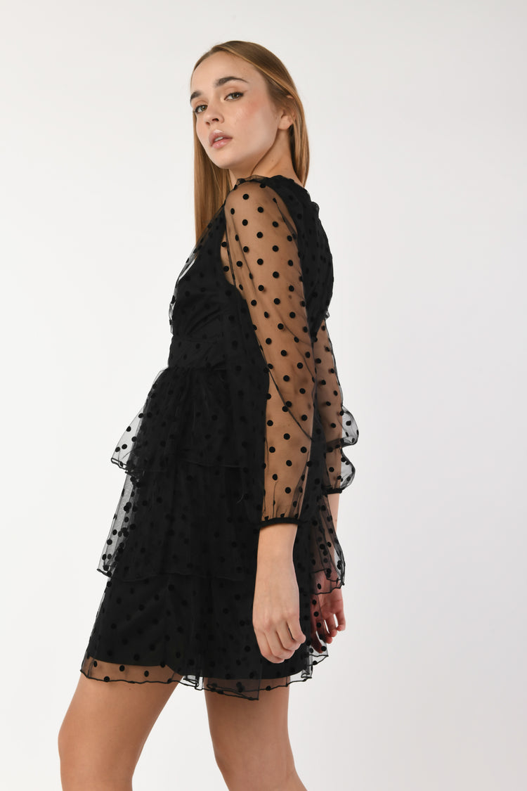 Mini abito in tulle a pois