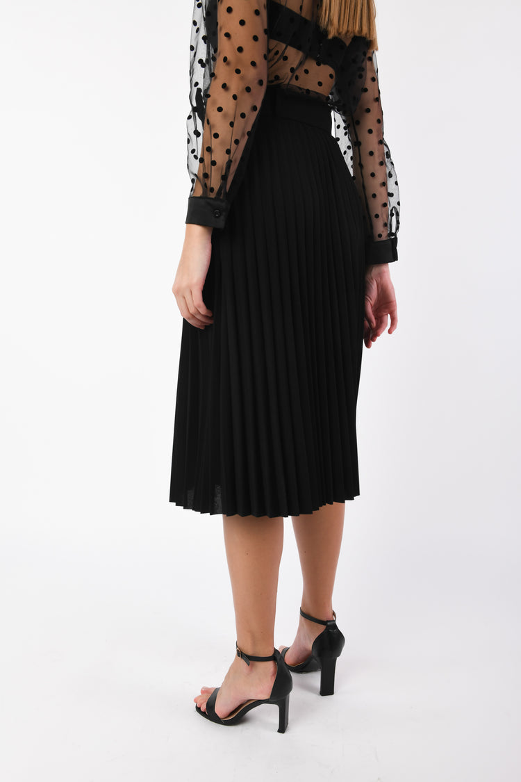 Gonna midi plissé con cintura