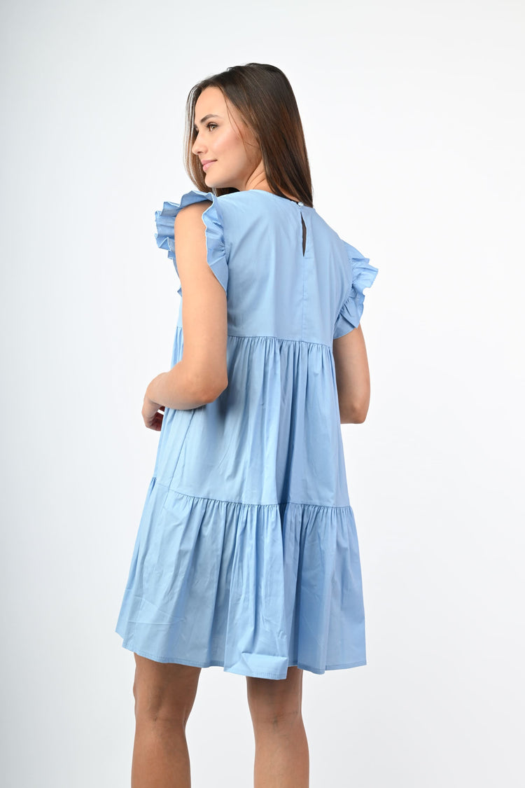 Mini abito in cotone a balze