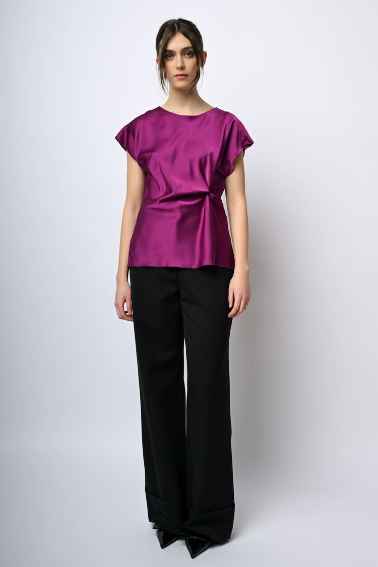 Top in raso con nodo