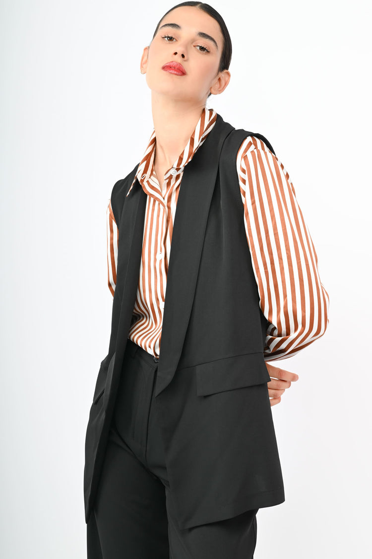 Gilet lungo con revers a scialle