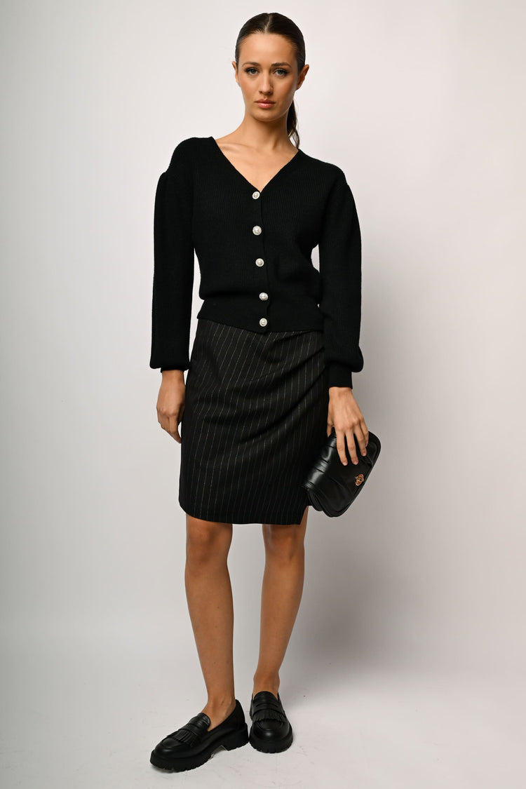 Minigonna gessata con arricciatura