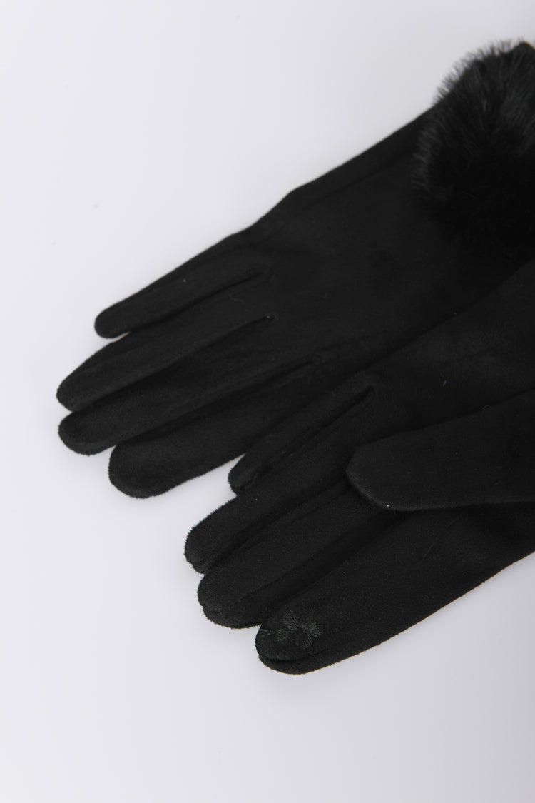 Guanti con cuore in faux fur