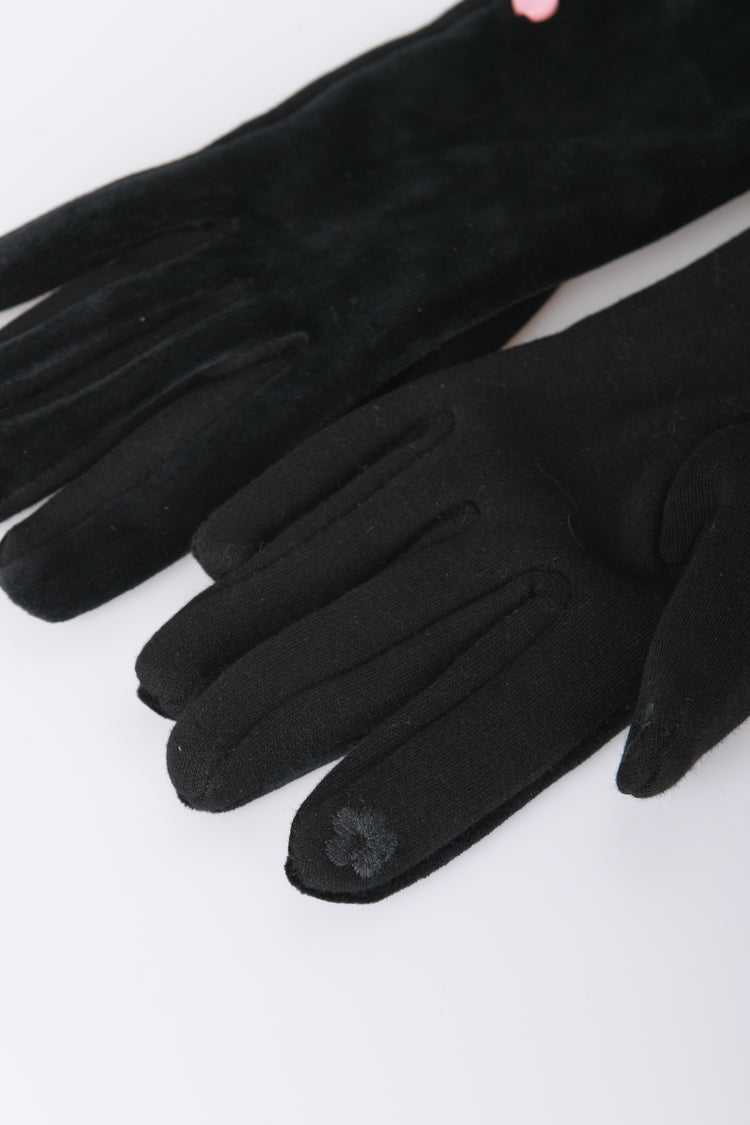 Guanti in velluto con bottoni