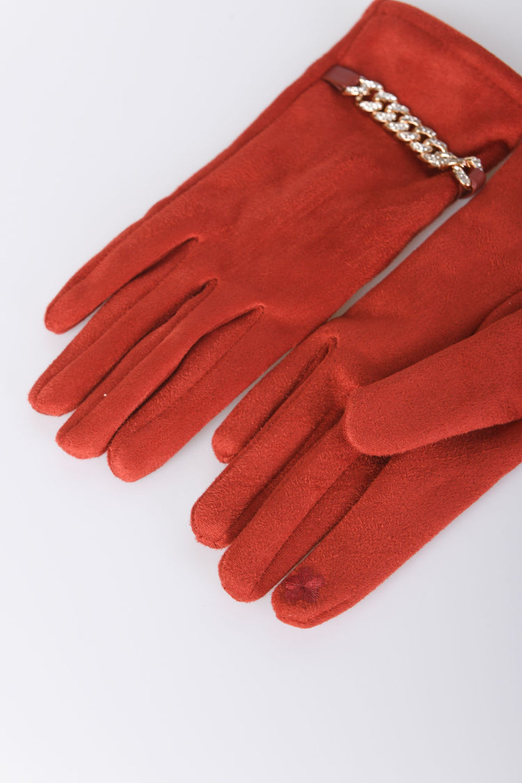 Guanti con catenella in strass