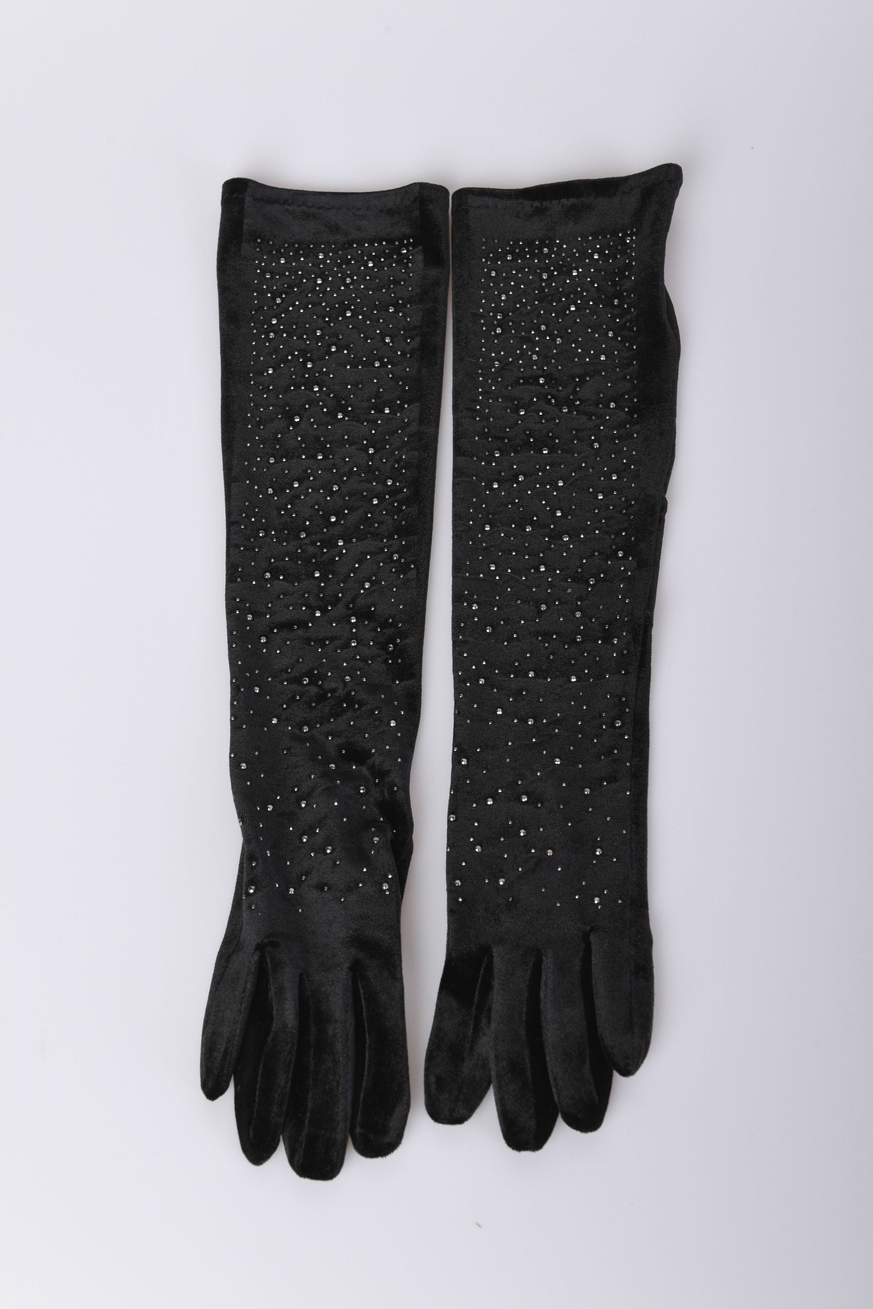Guanti Lunghi In Tulle Con Strass – Guanti Trasparenti Scintillanti Per Opera, Sera E Ballo, Lunghezza 57 Cm, Taglia Unica In Poliestere Ed Elastan