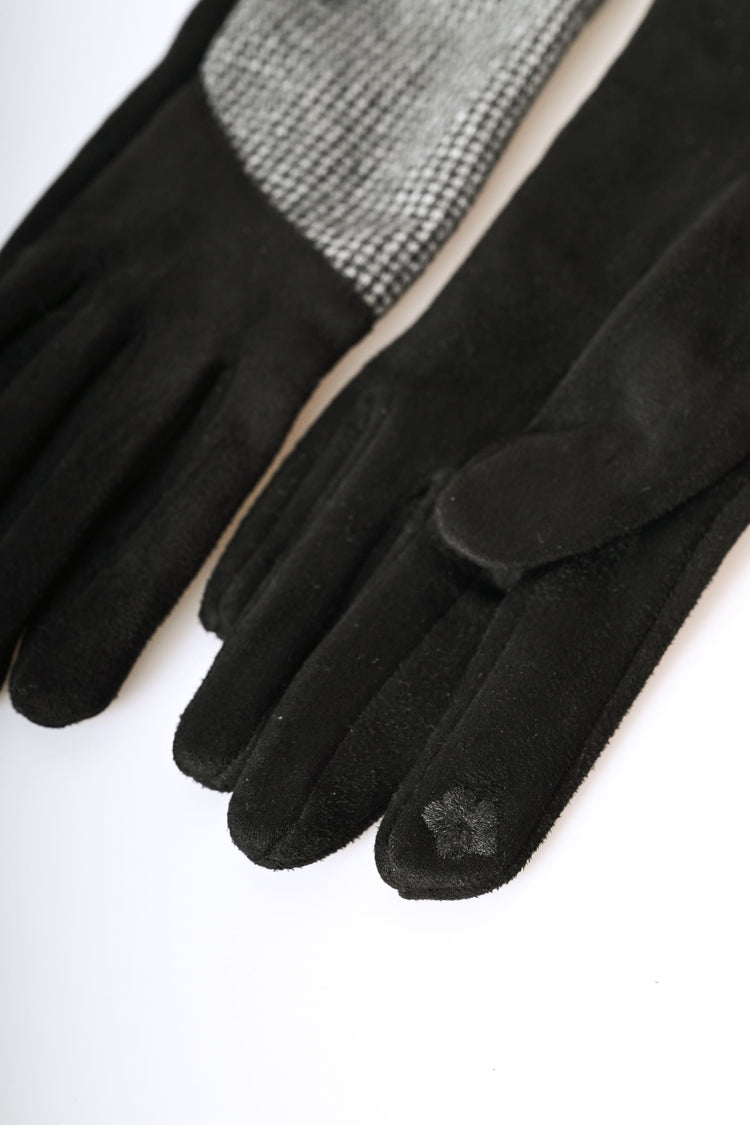 Guanti con motivo pied-de-poule