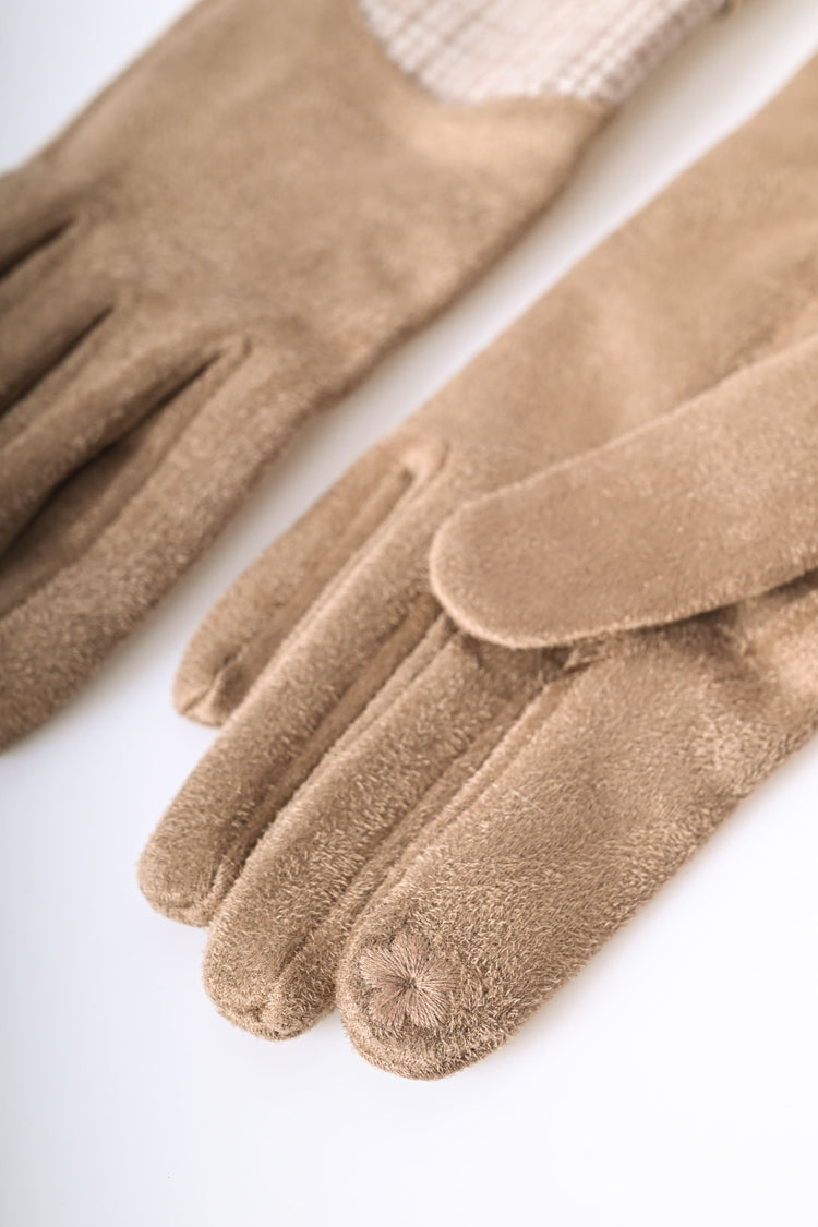 Guanti con motivo pied-de-poule e cinturino