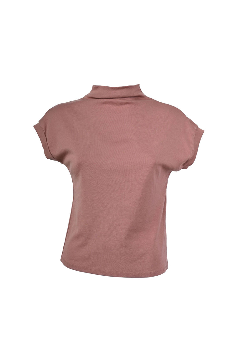 Top in cotone con collo alto