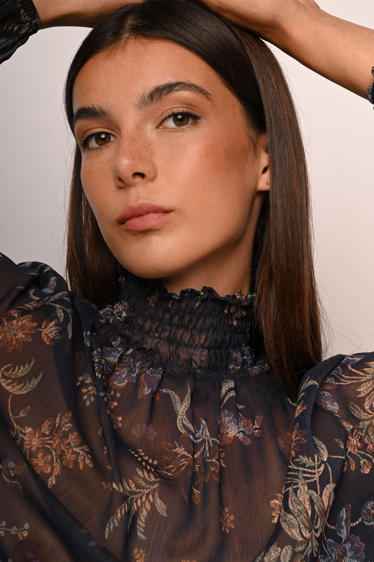 Top in tulle a stampa floreale