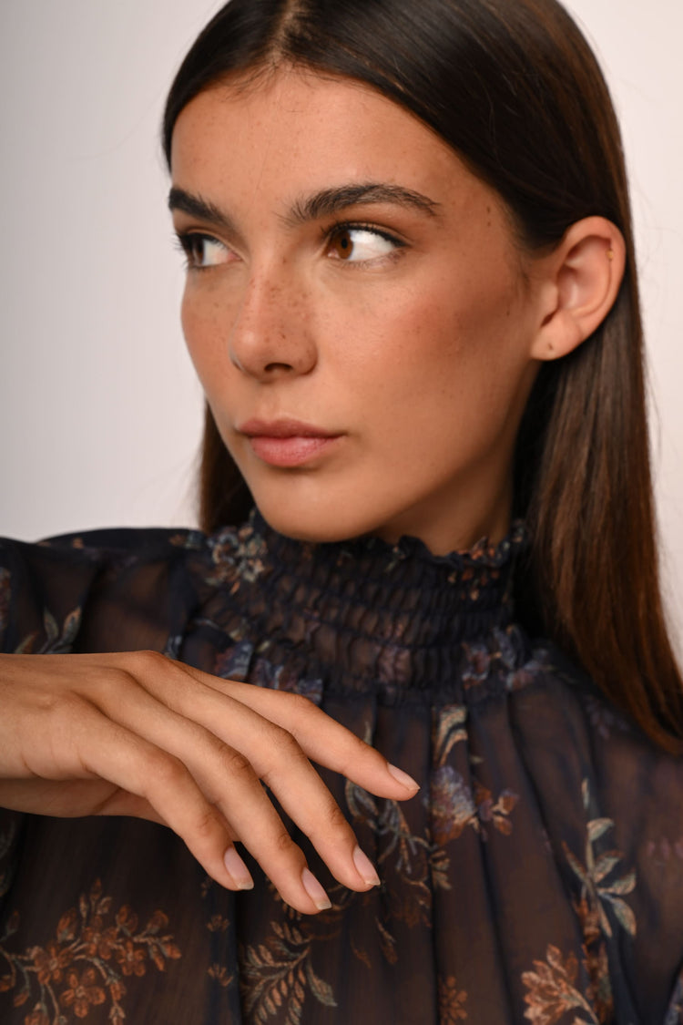 Top in tulle a stampa floreale