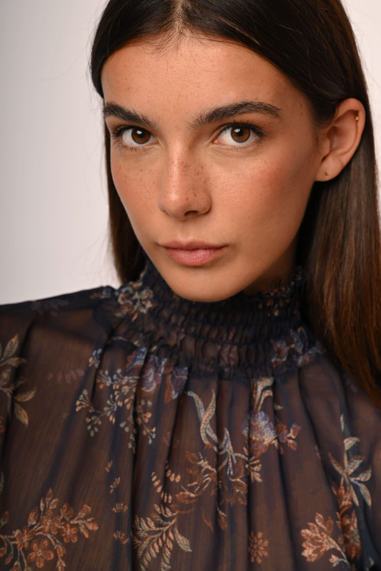 Top in tulle a stampa floreale