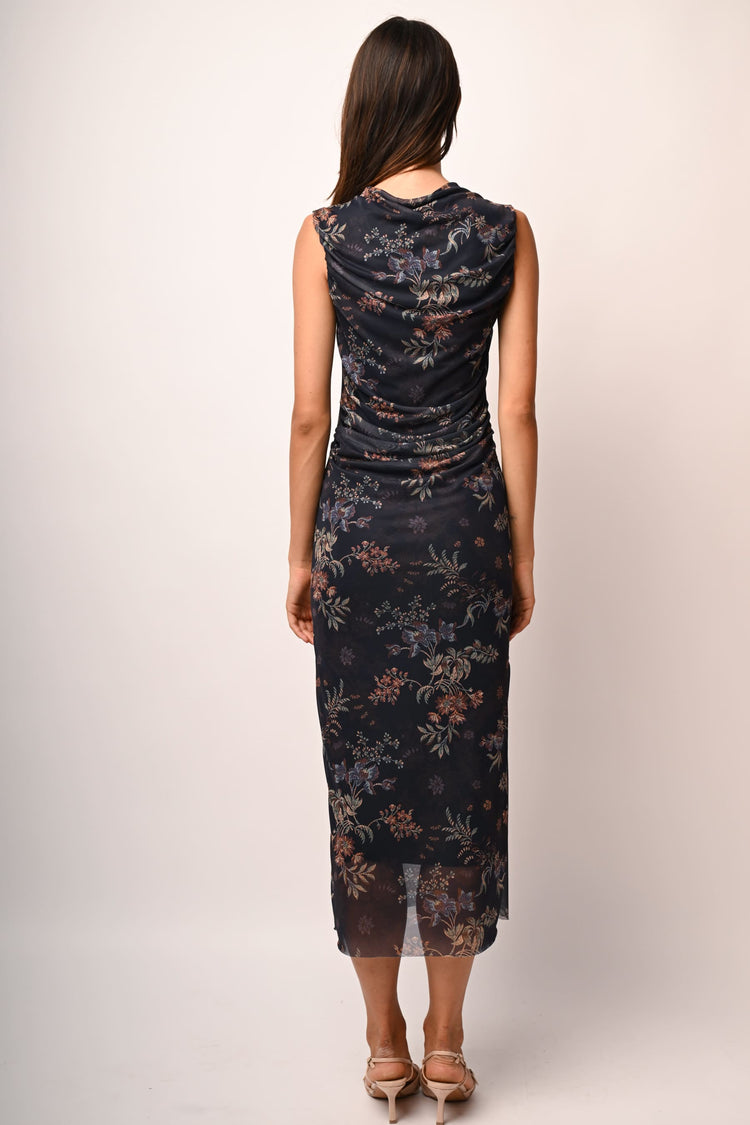 Abito midi in tulle a stampa floreale