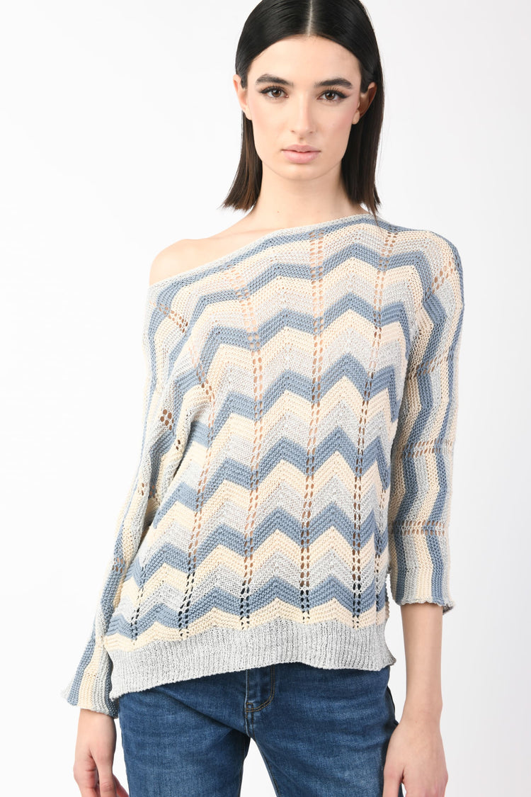 Pull in maglia lamé a zig-zag