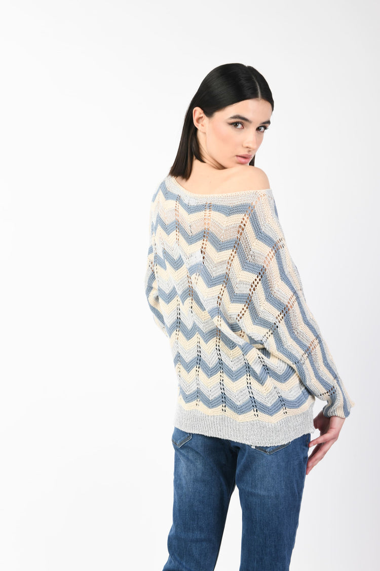 Pull in maglia lamé a zig-zag