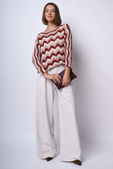 Pull in maglia crochet a righe zig-zag