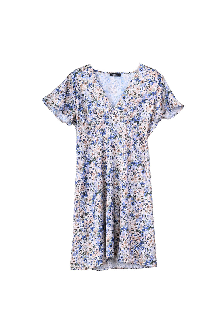 Mini abito in raso a stampa floreale