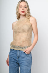 Top in maglia lurex crochet