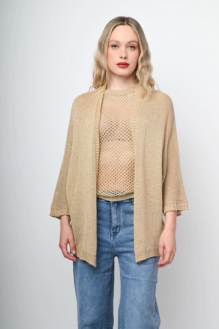Cardigan lungo in maglia lurex