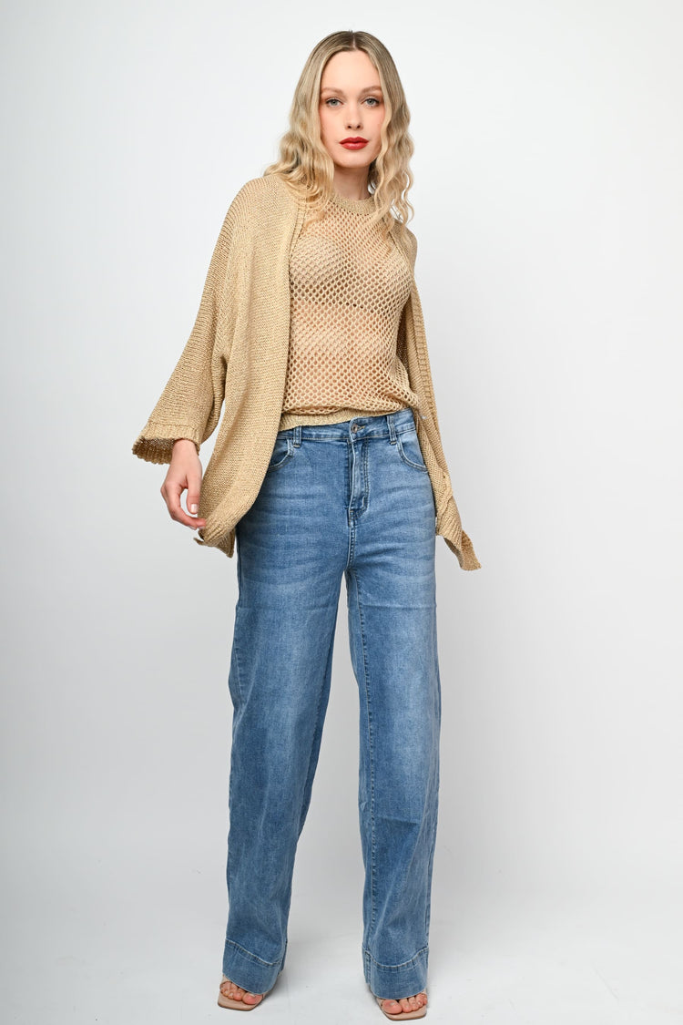 Cardigan lungo in maglia lurex