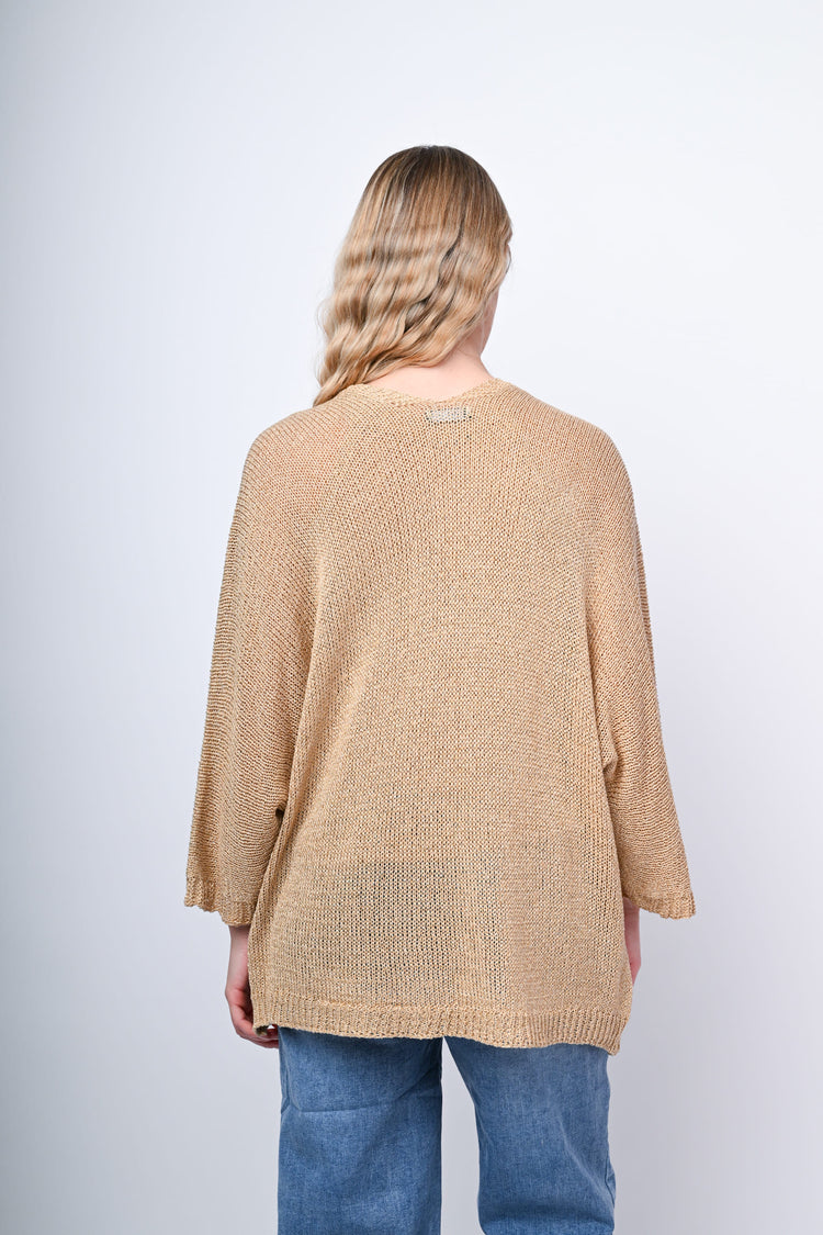 Cardigan lungo in maglia lurex