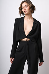 Blazer crop con laccetti
