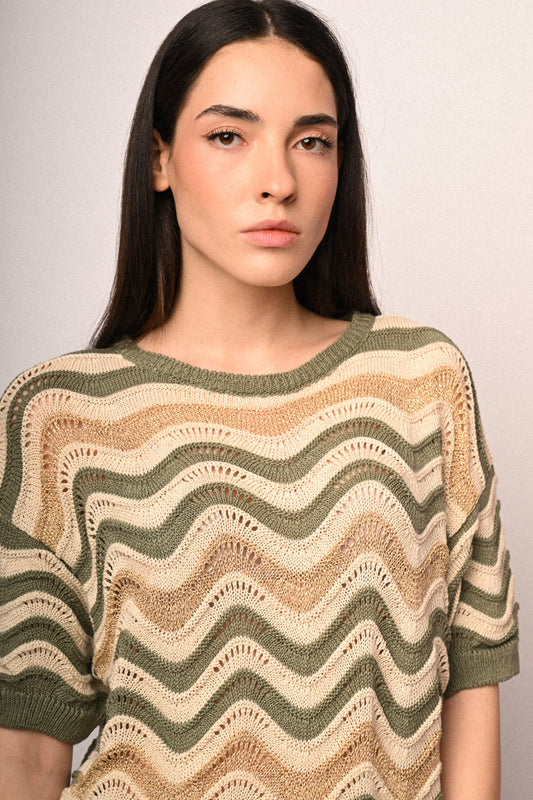 Maglia zig zag manica corta