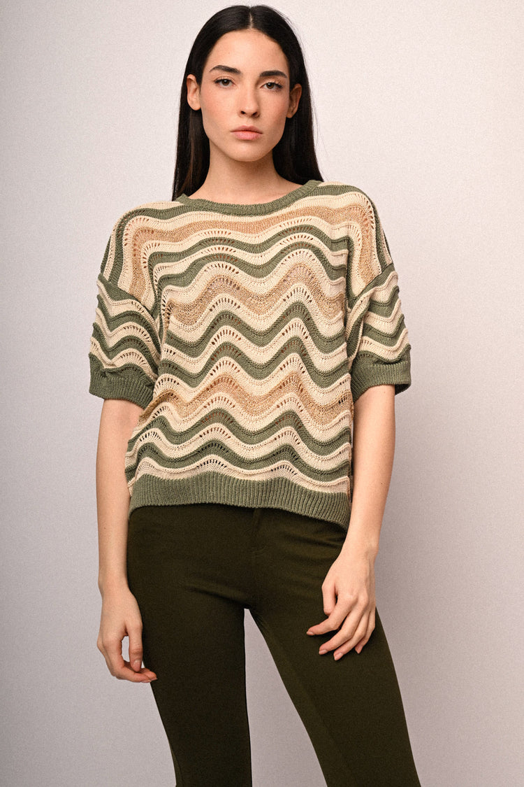 Maglia zig zag manica corta