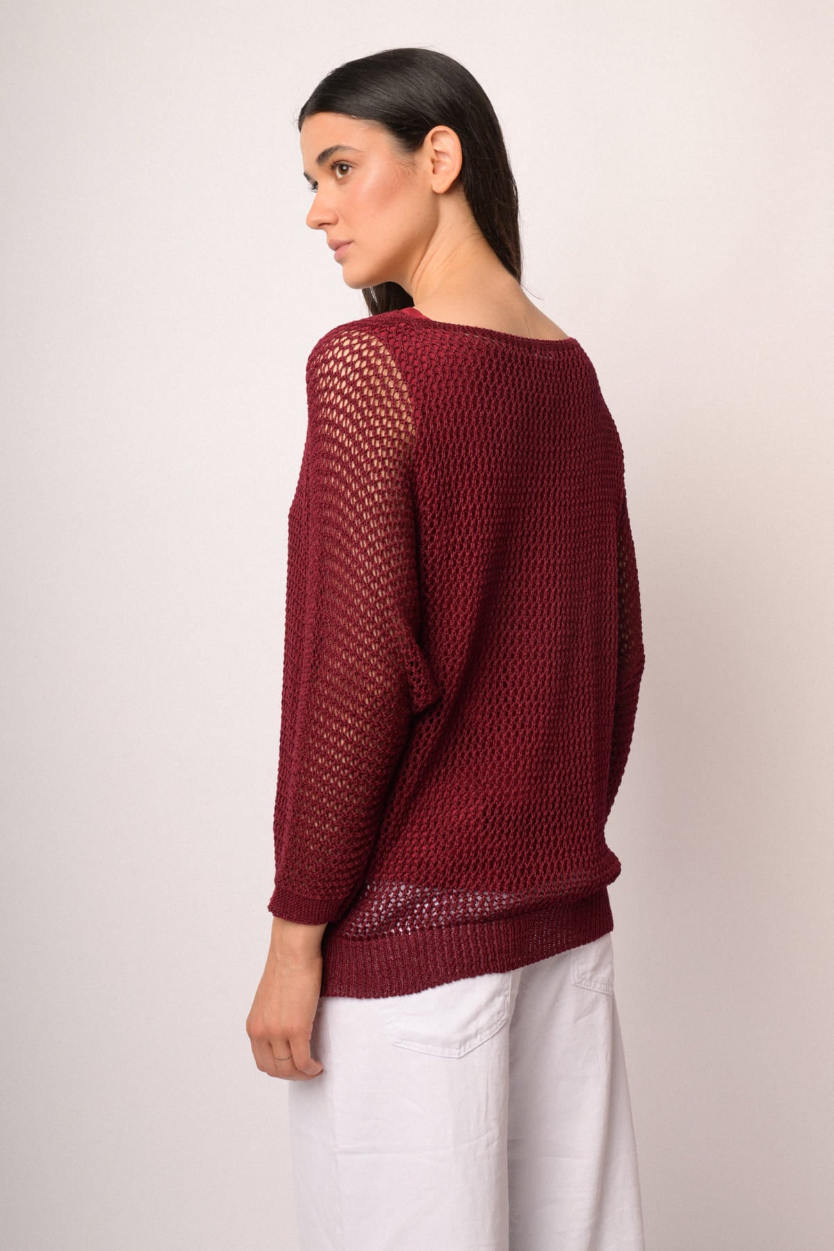 Maglia traforata bordeaux