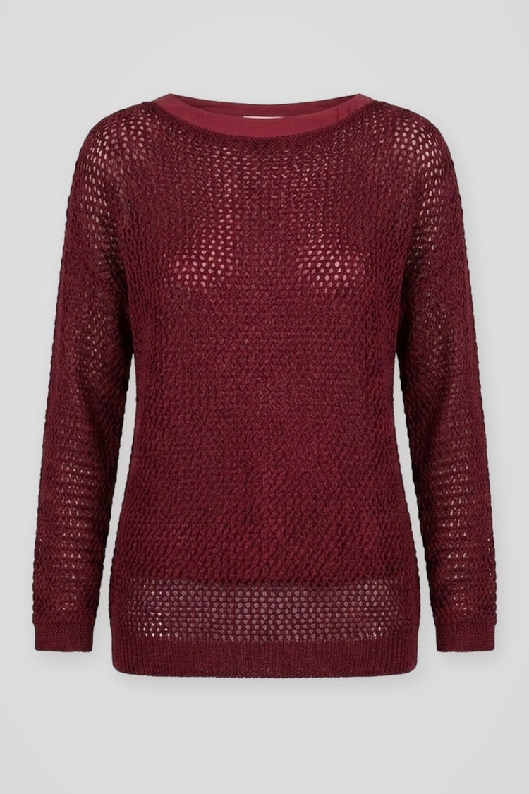 Maglia traforata bordeaux