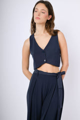 Gilet crop due bottoni fluido