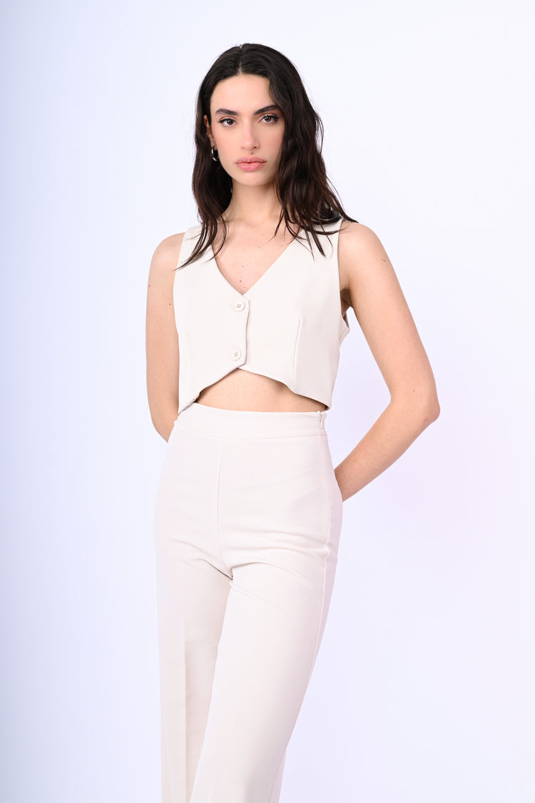 Gilet crop due bottoni fluido