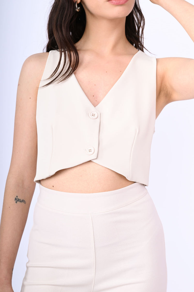 Gilet crop due bottoni fluido