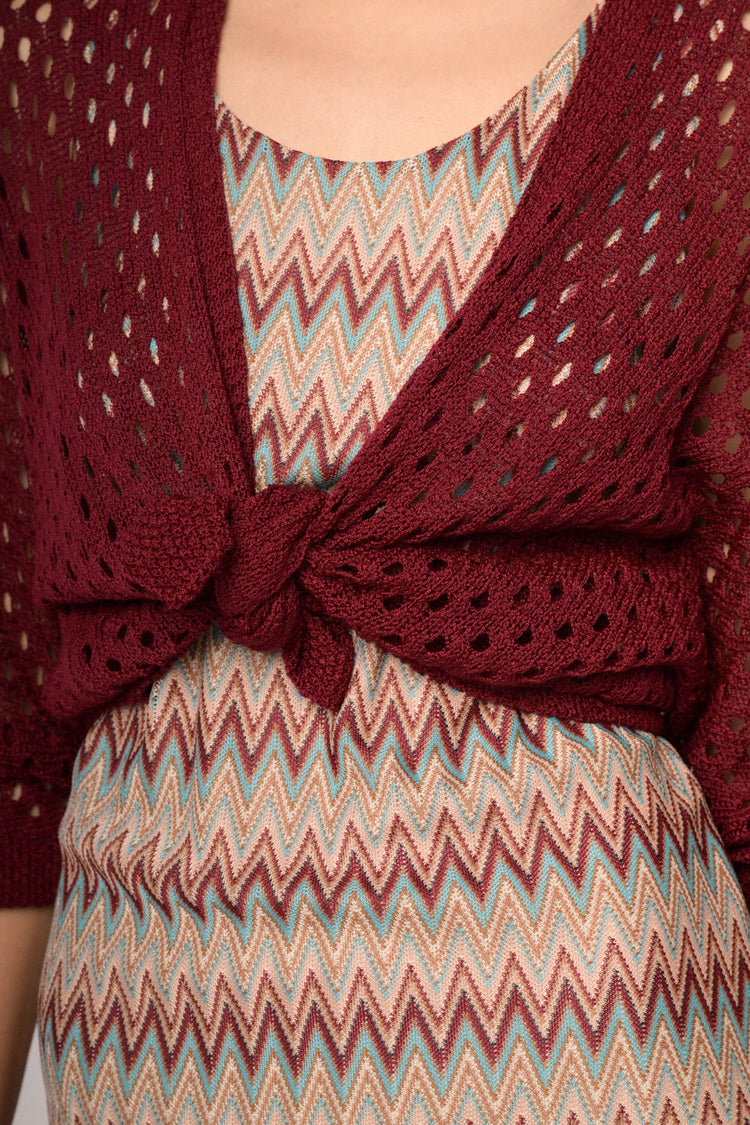Cardigan traforato bordeaux