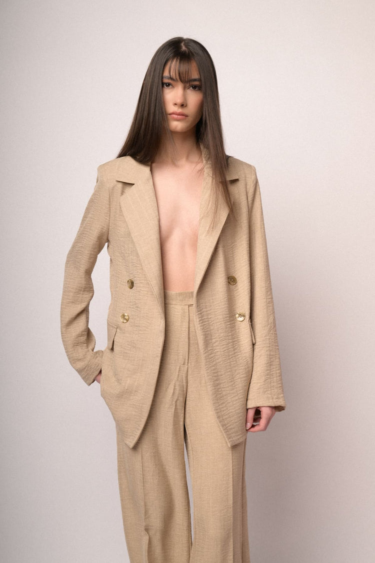 Blazer morbido doppiopetto beige
