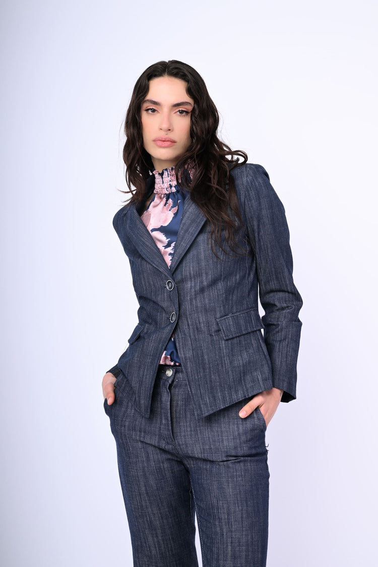 Blazer monopetto misto cotone