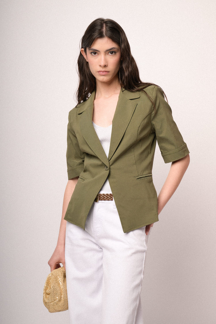 Blazer a maniche corte verde oliva