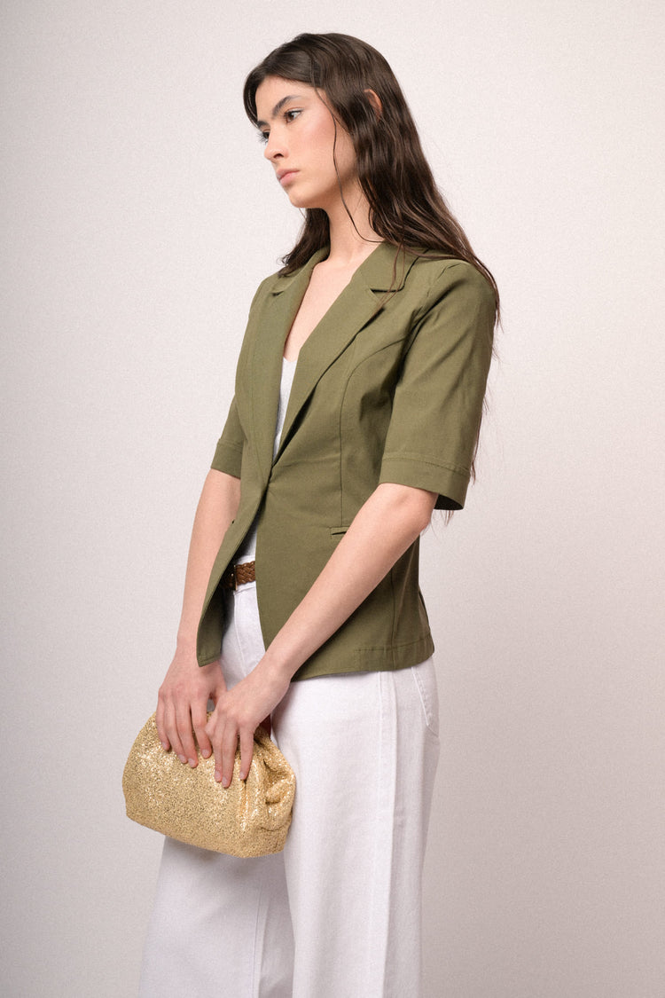 Blazer a maniche corte verde oliva