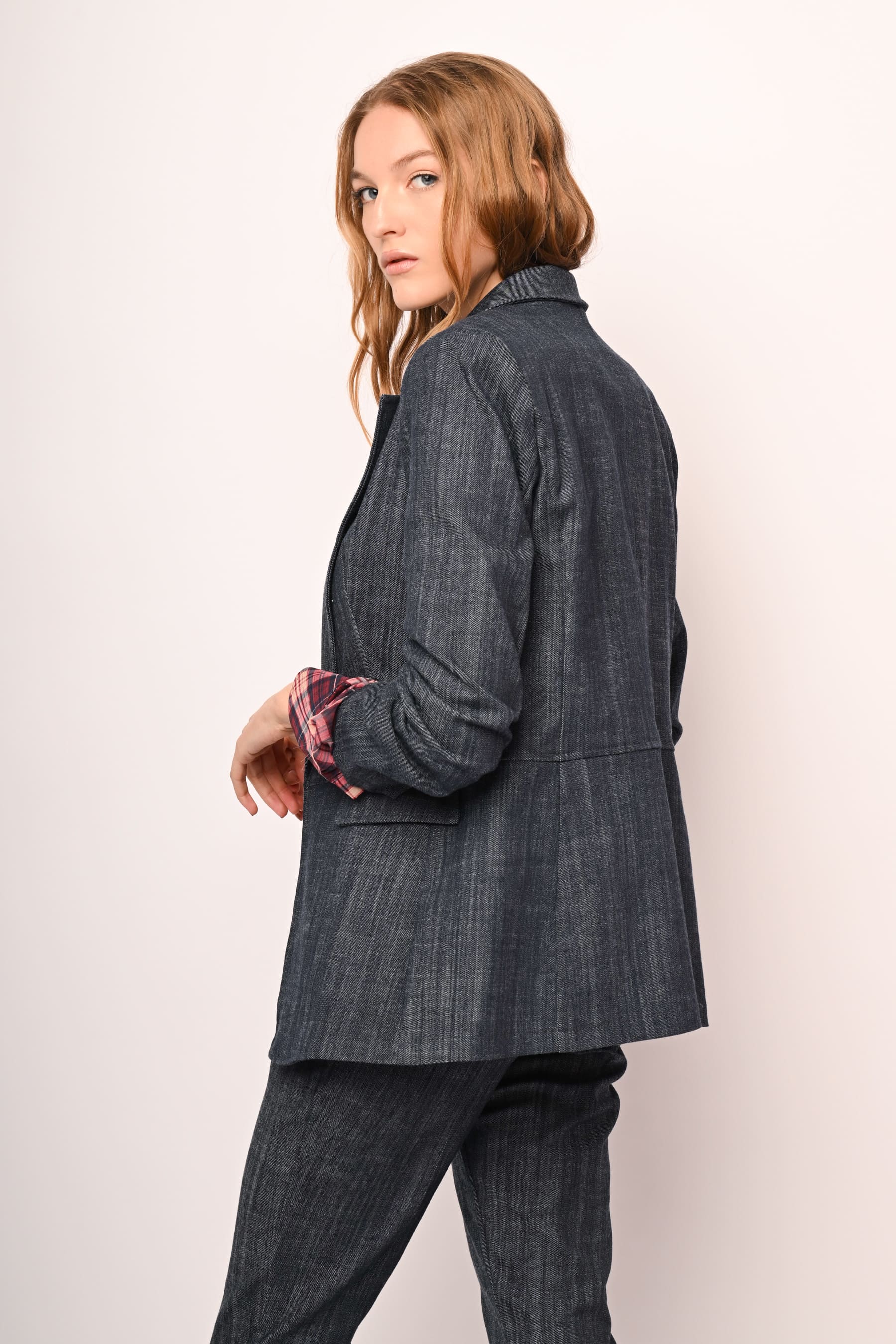 Blazer con maniche crop arricciate