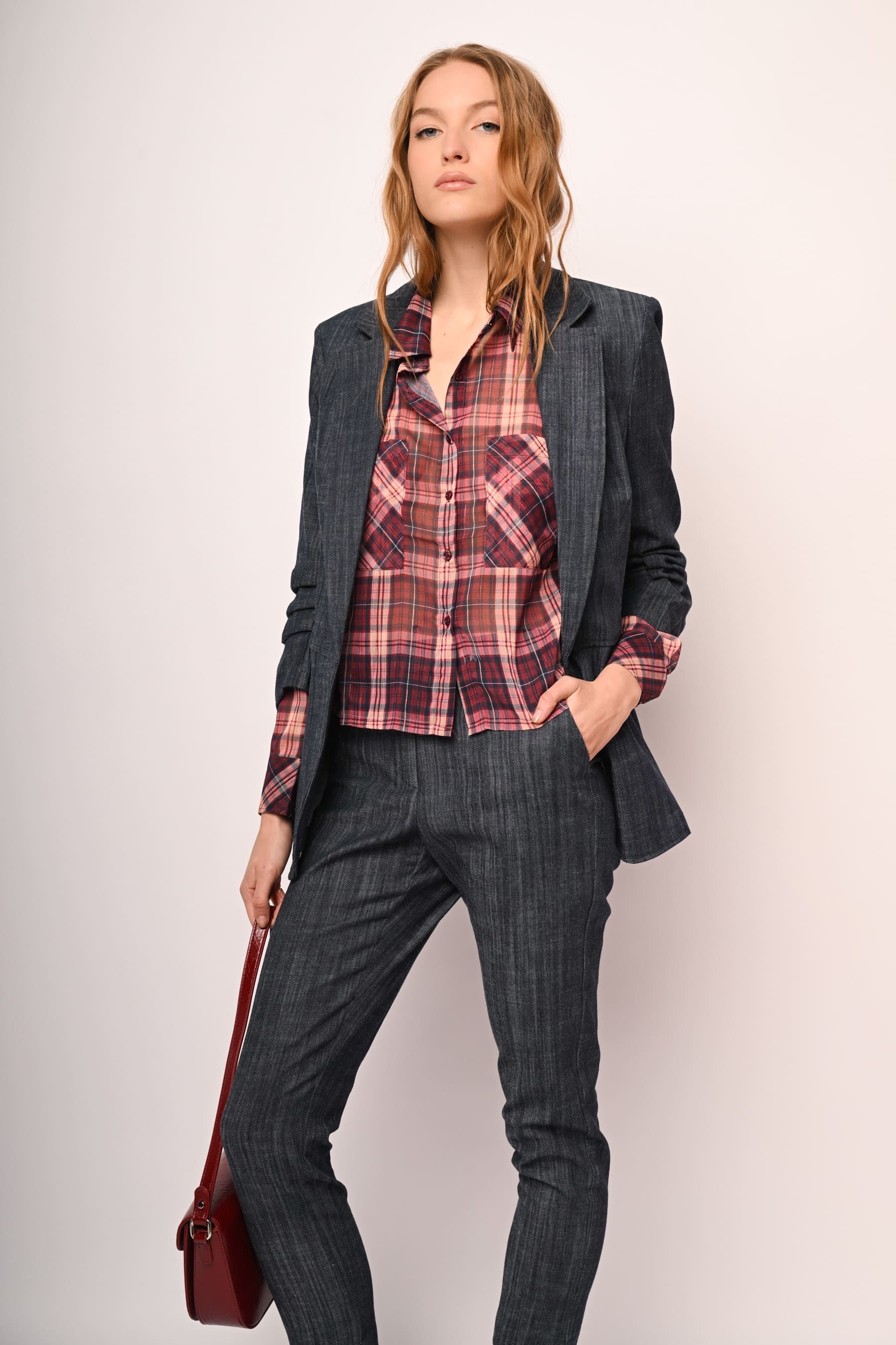 Blazer con maniche crop arricciate