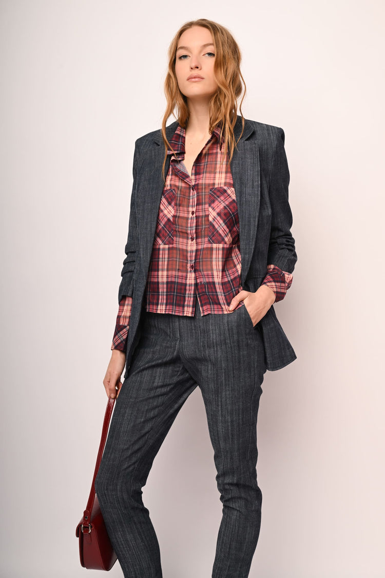 Blazer con maniche crop arricciate
