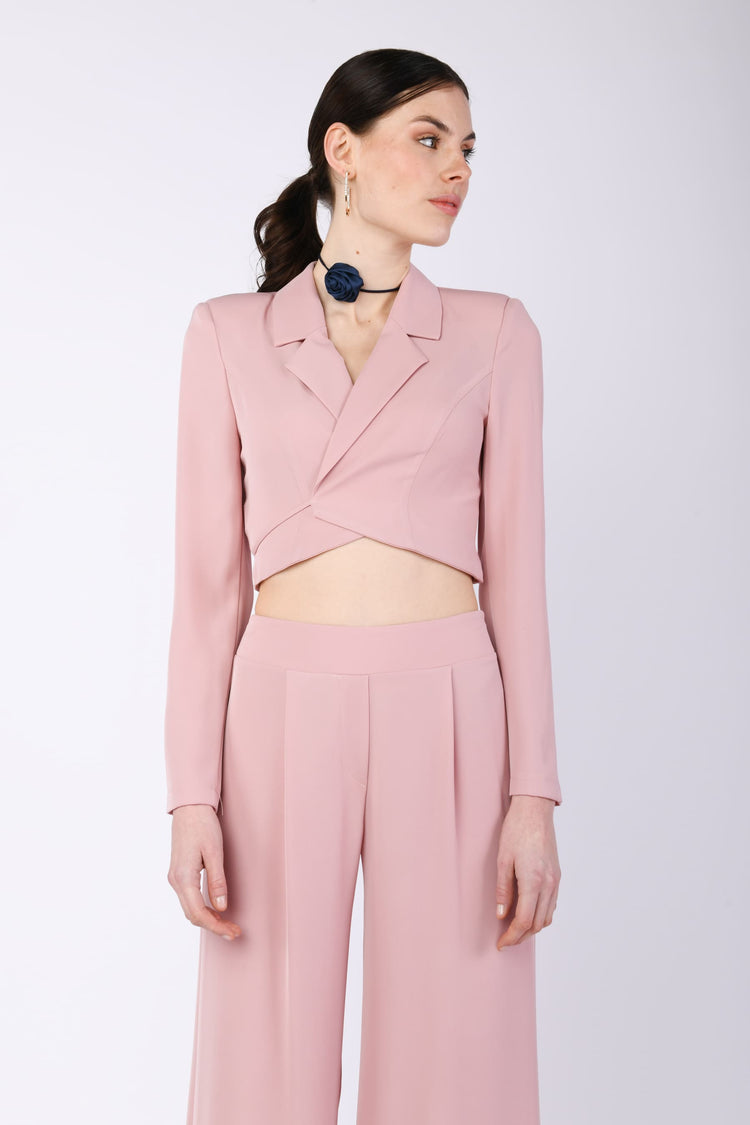 Blazer crop con laccetti