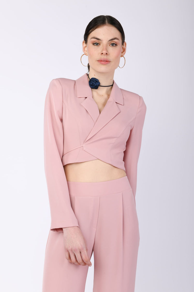 Blazer crop con laccetti